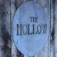 Thumbnail for Personalized Minimalist Metal Circle Sign - The Hollow -  Rustic Round Wall Decor