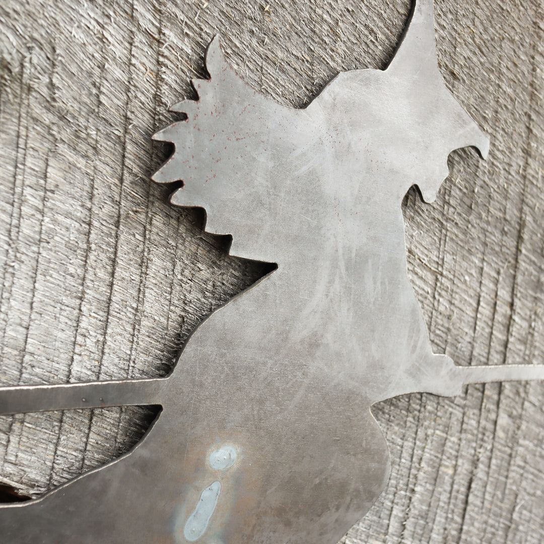 Metal Witch Garden Stake - Halloween Steel Lawn Decor - Fall Yard Art Marker