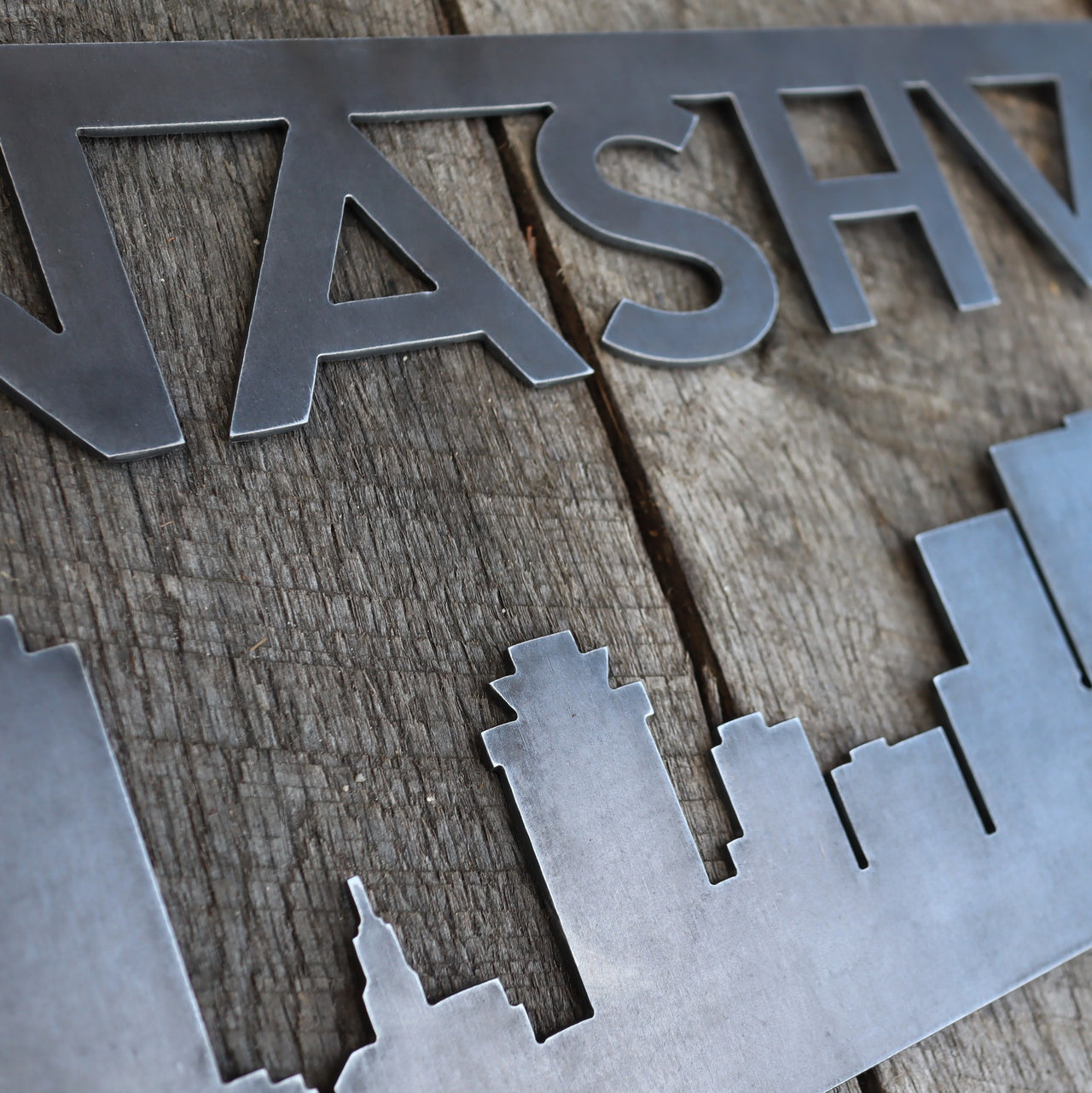 Personalized Metal Nashville Skyline Sign - Nashville, Tennessee Wall Art - Music City Skyline Personalized Home Decor