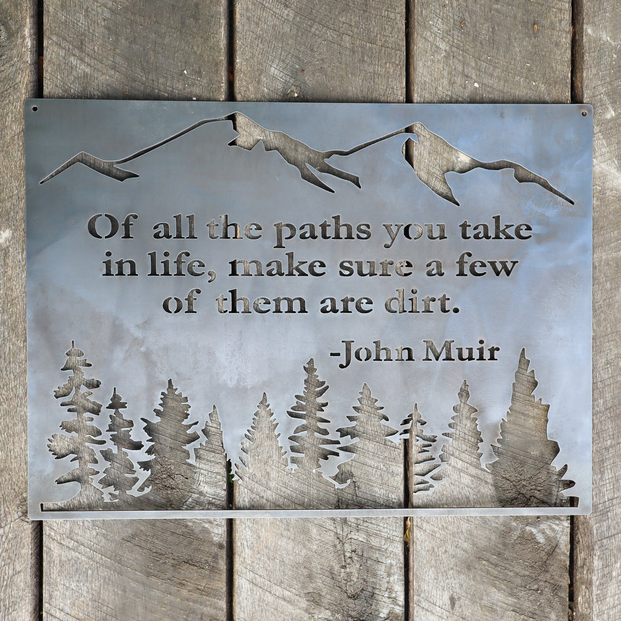 Of All the Paths You Take in Life - Metal Rustic Wilderness Sign - John Muir Quote - Wall Art