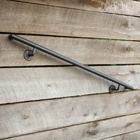Thumbnail for Custom Length Skinny Round Metal Handrail with Square Returns - ADA Compliant Return Wall Mount Grab Rail - Modern Stair Rail
