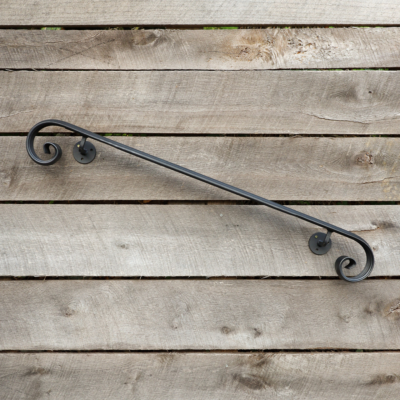 Metal Handrail with Scroll End - Wall Mount Grab Rail - Victorian Stair Rail