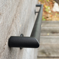 Thumbnail for Custom Length Round Metal Handrail with Square Returns - ADA Compliant Return Wall Mount Grab Rail - Modern Stair Rail