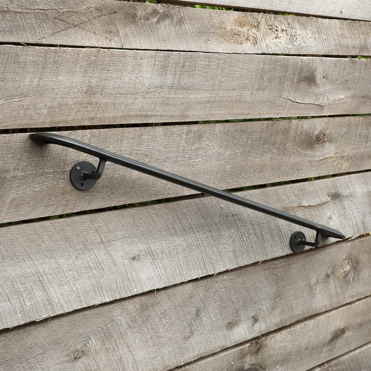 Custom Length Metal Handrail with Curved Returns - ADA Compliant Return Wall Mount Grab Rail - Victorian Stair Rail