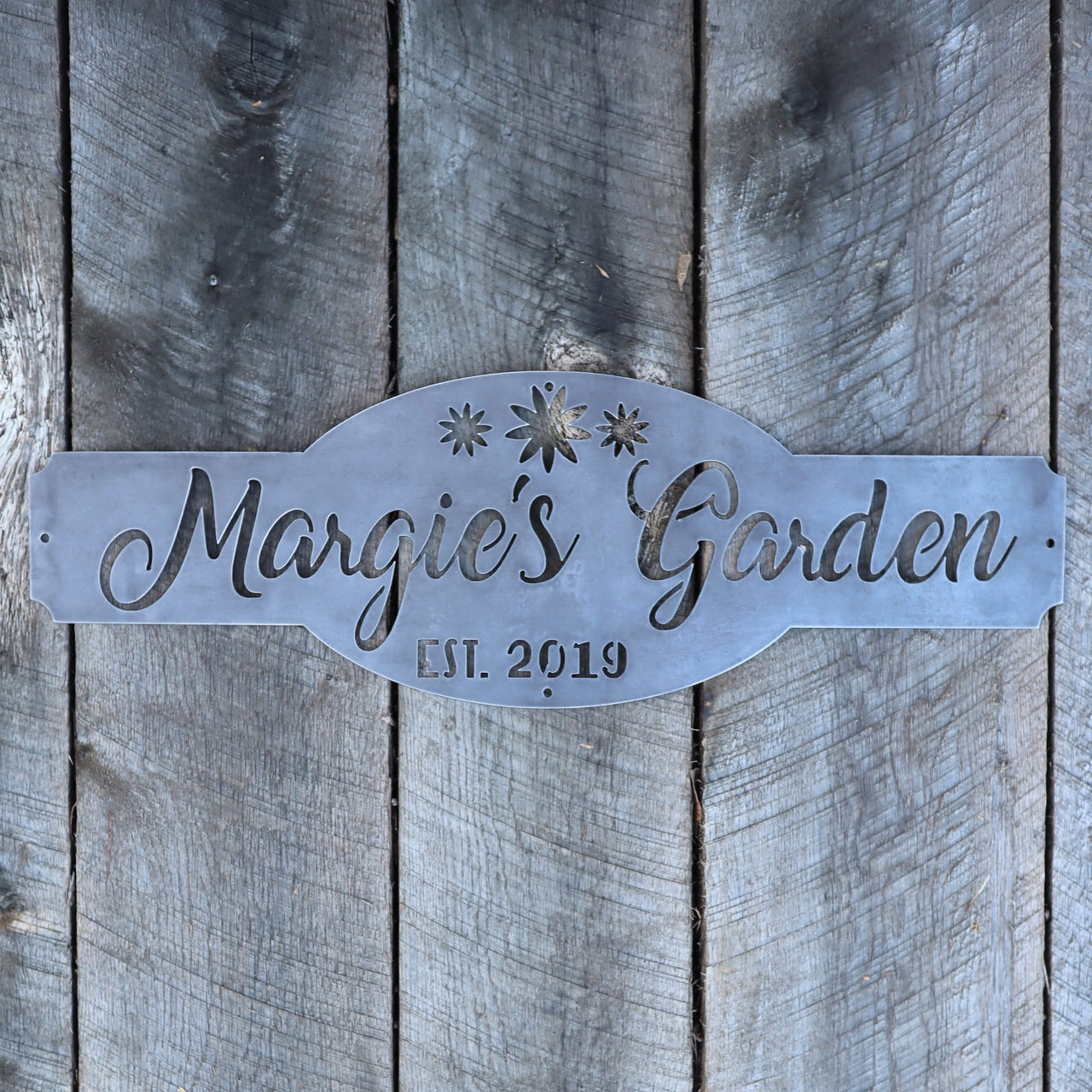 Personalized Metal Garden Sign - Gardening Wall Art - Name Established Year