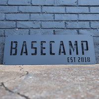 Thumbnail for Personalized Metal Basecamp Sign - Camping, Hiking, Backpacking Decor Wall Art - Base Camp Name Established Year