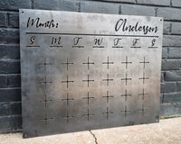 Thumbnail for Raw Steel Magnetic Monthly Calendar - Personalized Family Command Center - Dry Erase Planner Board