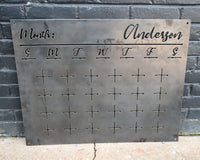 Thumbnail for Raw Steel Magnetic Monthly Calendar - Personalized Family Command Center - Dry Erase Planner Board
