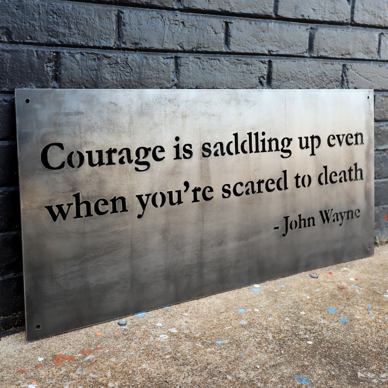 John Wayne Courage Sign - Cowboy Western Wall Art - Man Cave Workshop Garage Decor