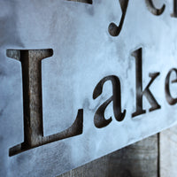 Thumbnail for Modern Metal Lake House Sign - Personalized Last Name Family Wall Art - Front Porch Decor