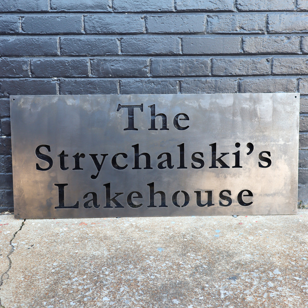 Modern Metal Lake House Sign - Personalized Last Name Family Wall Art - Front Porch Decor