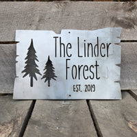 Thumbnail for Personalized Metal Forest Sign - Mountain Cabin Established Date Wall Art