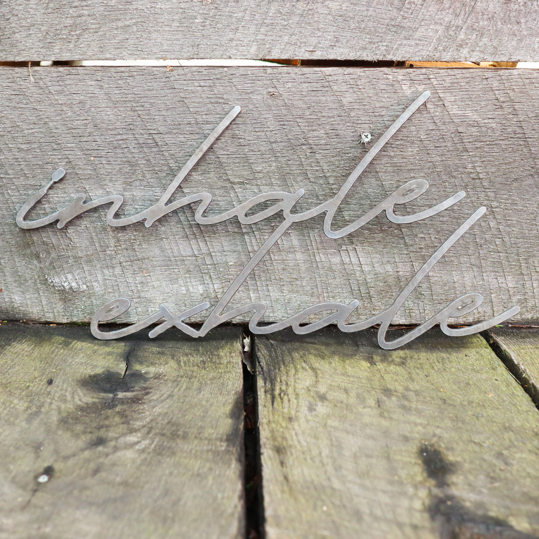 Inhale Exhale Meditation Sign - Yoga Studio, Home Gym, Bedroom, Bathroom Metal Decor