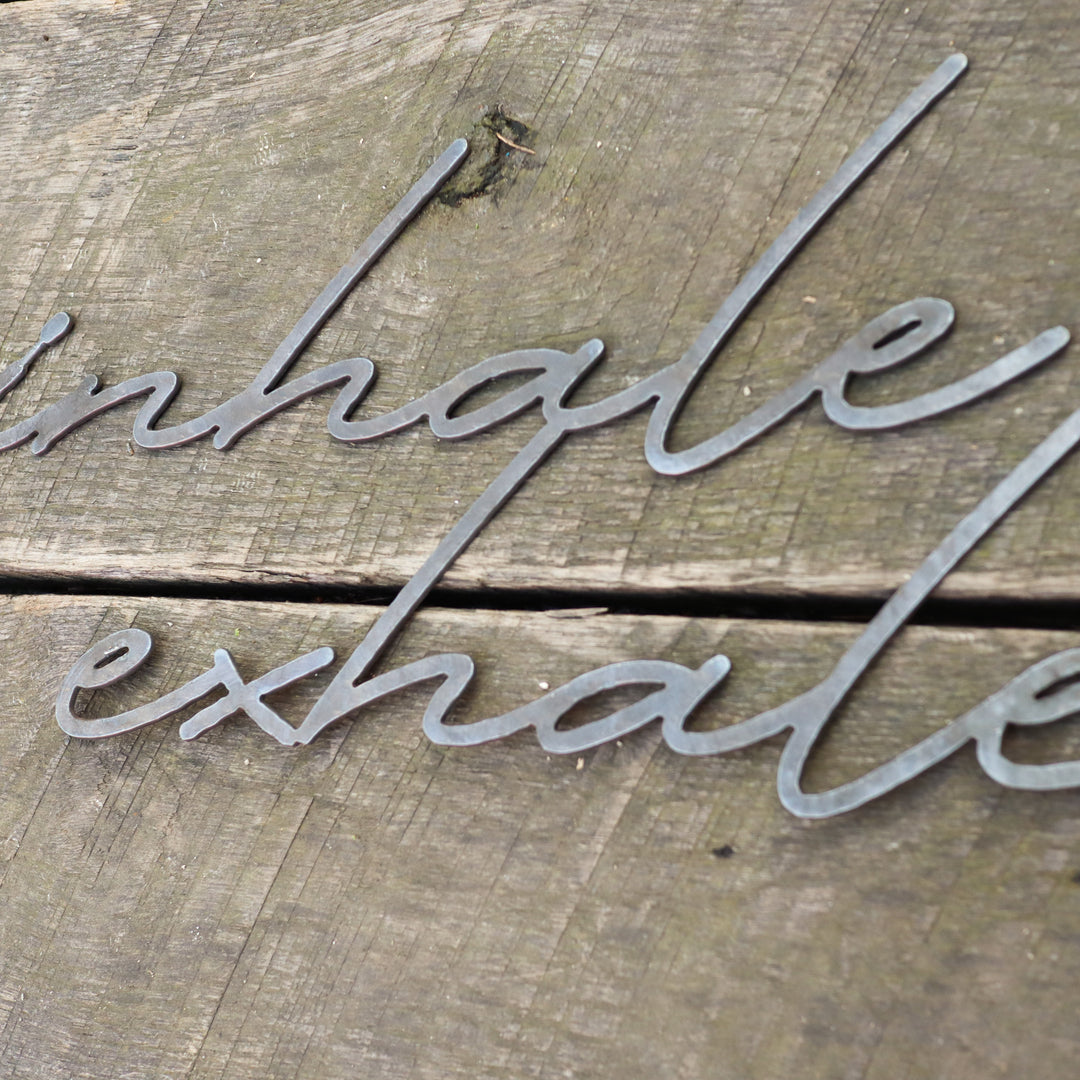 Inhale Exhale Meditation Sign - Yoga Studio, Home Gym, Bedroom, Bathroom Metal Decor