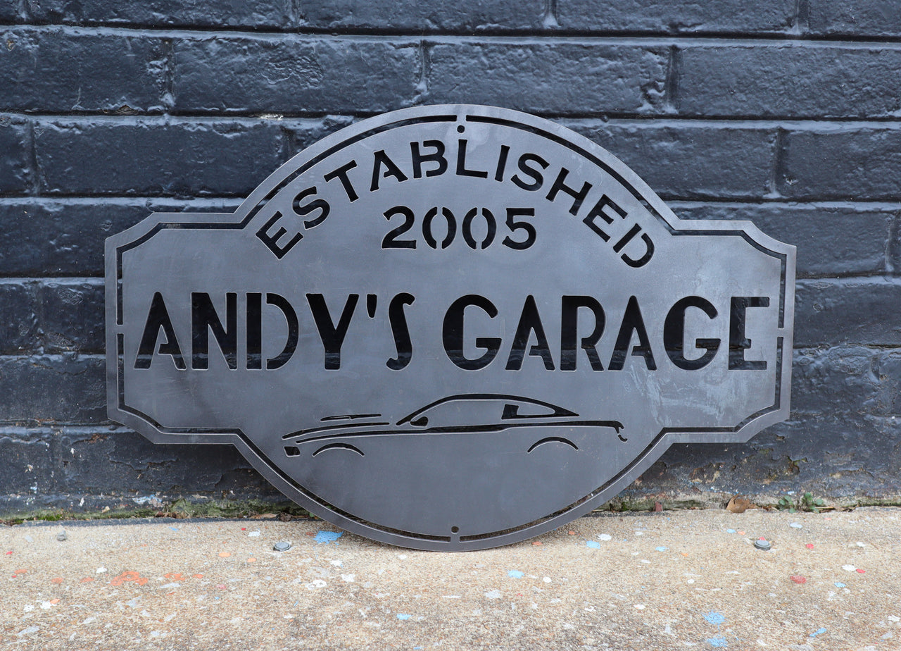 Custom Metal Garage Sign - Personalized Car Shop Decor - Rustic Wall Art - Man Cave -  Car Detailing - Work Shop - Free Shipping - Andy's Garage