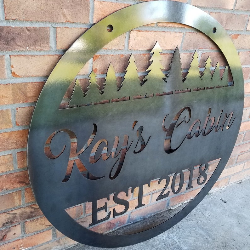 Scenic Alpine Round Sign - Custom Metal Sign, Personalized, Est. Sign, Wedding Gift