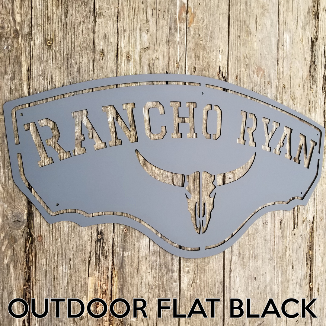 Longhorn Ranch Metal Sign, Personalized Cowboy Western Decor, Texas Saloon Wall Art, Farmhouse Signs,
