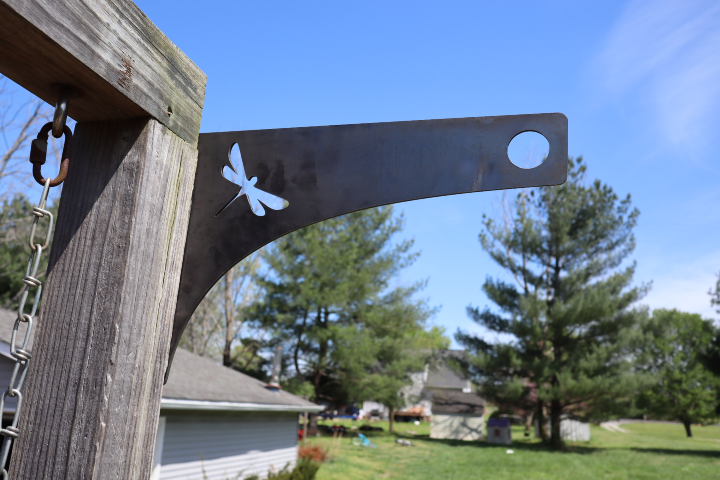 hanging plant brackets for fence Metal Hanging Planter Bracket with Dragonfly Design for Hanging Plants