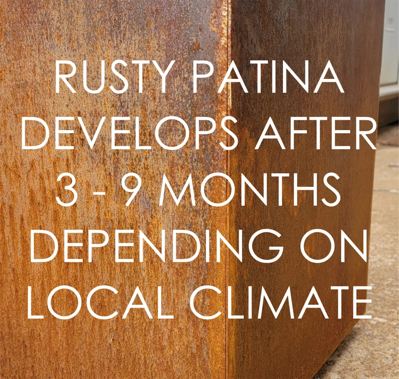 Square Metal Planter - 10" x 10" ,16" x 16" or 22" x 22" Large Planter - Planter Pot - Raw Steel Will Develop Natural Rusty Patina - Minimalist