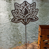 Thumbnail for Metal Lotus Flower Garden Stake - Steel Gardening Decor - Yard Art Marker - Zen Garden Art - Spring & Summer Decor