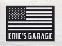 Thumbnail for Rustic American Flag - Personalized Metal Sign - 4th of July - Man Cave Sign