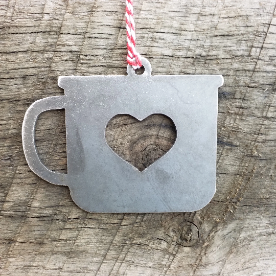 Camp Cup Heart Christmas Ornament - FREE SHIPPING, Stocking Stuffer, Holiday Gift, Tree, Coffee