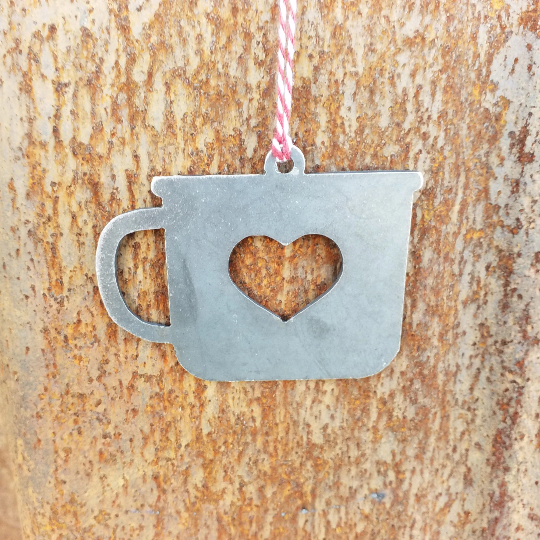 Camp Cup Heart Christmas Ornament - FREE SHIPPING, Stocking Stuffer, Holiday Gift, Tree, Coffee