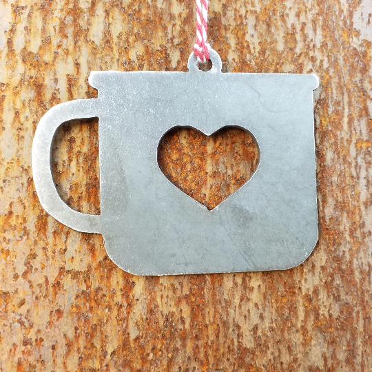 Camp Cup Heart Christmas Ornament - FREE SHIPPING, Stocking Stuffer, Holiday Gift, Tree, Coffee