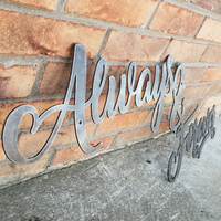 Thumbnail for Always & Forever Metal Script Sign - Metal Nursery Decor Sign - Cursive Word Anniversary Wall Art - Wedding Art - Cursive Metal Home Decor