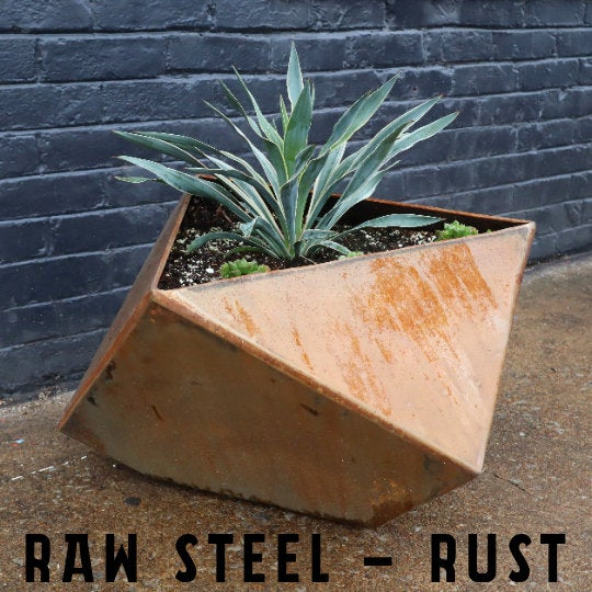 Modern Geometric Metal Planter with Drainage – 16 Gauge Steel, Powder –  Maker Table
