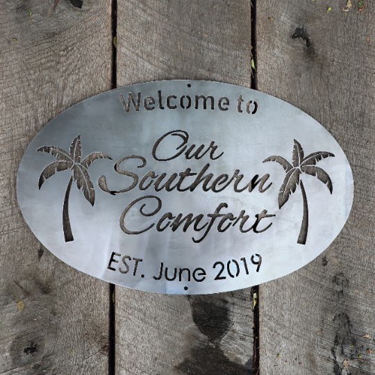 Personalized Metal Home Sign - Our Southern Comfort - Family Last Name - Personalized Gifts - Wall Art - Personalized Decor
