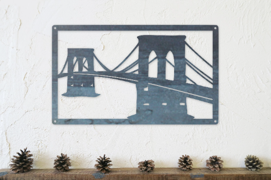 The Brooklyn Bridge Metal Sign - Minimalist - Manhattan Metal Wall Art - NYC Wall Art - Brooklyn, NY - Unique - Wall Art - Brooklyn Decor