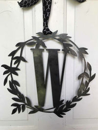Thumbnail for Custom Metal Monogram Fall Wreath - Initial Letter Front Door Hanger Decor