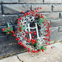 Thumbnail for Custom Metal Monogram Christmas Wreath - Initial Letter Front Door Hanger Decor