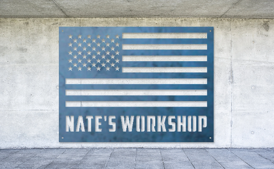 Rustic American Flag - Personalized Metal Sign - 4th of July - Man Cave Sign