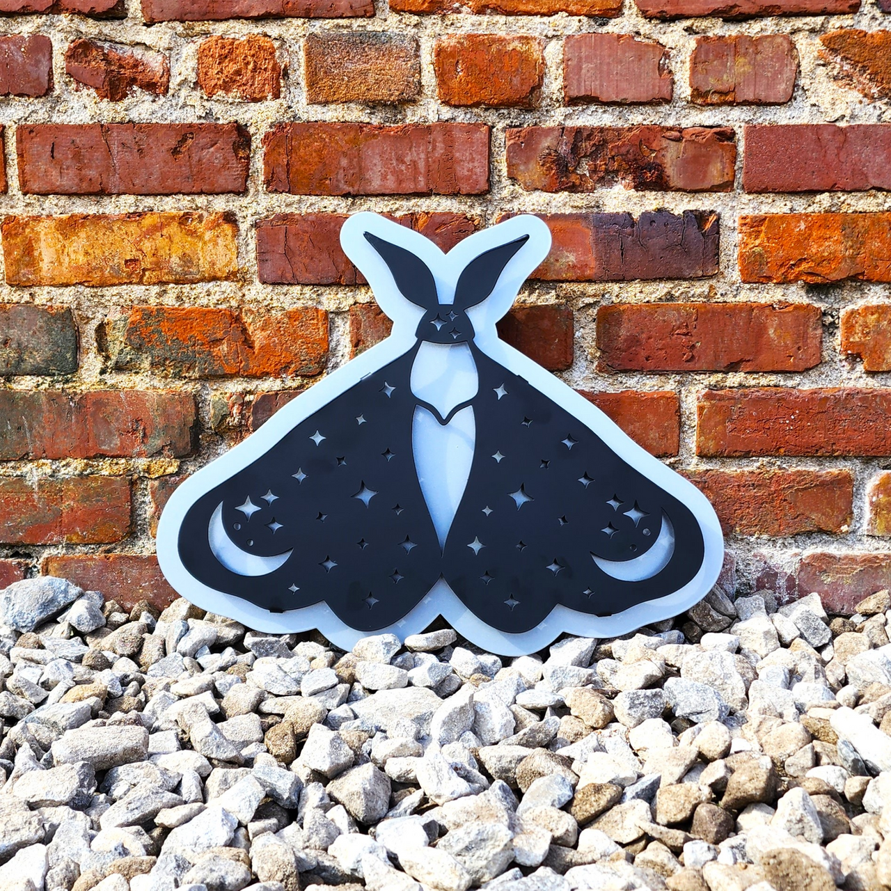 Celestial Boho Moth - Layered Boho Sign - Luna Moth - Wall Art