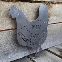 Thumbnail for Chicken Cuts Metal Sign - Kitchen Rooster Decor - Butcher Shop Wall Art