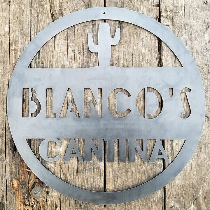 Rustic Cactus Sign Custom Metal Cantina Cactus Sign - Southwestern, Rustic Desert Decor ...