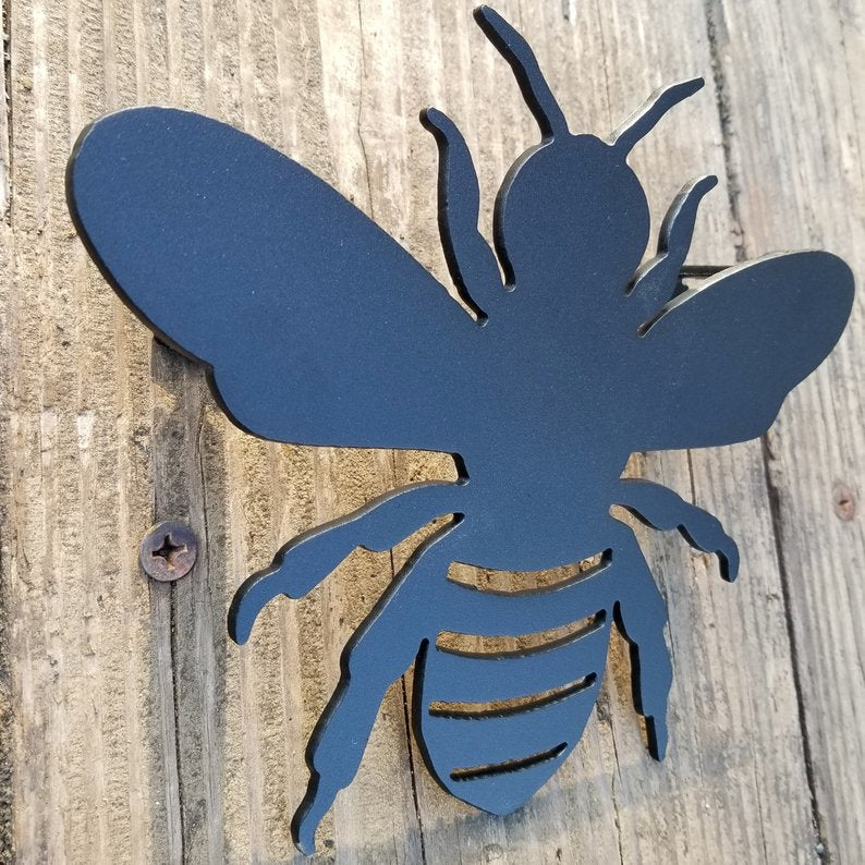 Garden Bumble Bee Metal Floating Sign - Flowers, Spring Honey Bee Yard Decor - Apiarist Decor
