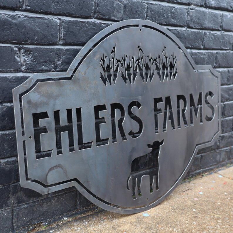 Custom Vintage Metal Farmhouse Sign - Personalized Family Name Farm Wall Art - Choose a Farm Animal