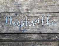 Thumbnail for Metal Nashville Sign - Cursive Word Wall Decor - Tennessee Art