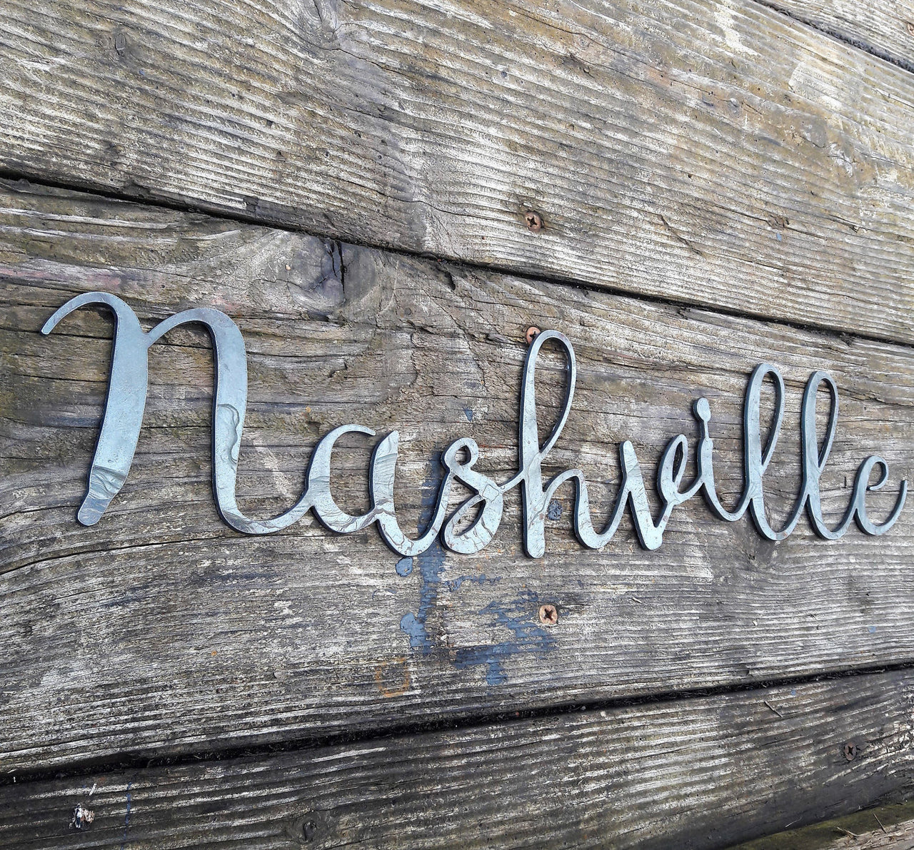 Metal Nashville Sign - Cursive Word Wall Decor - Tennessee Art