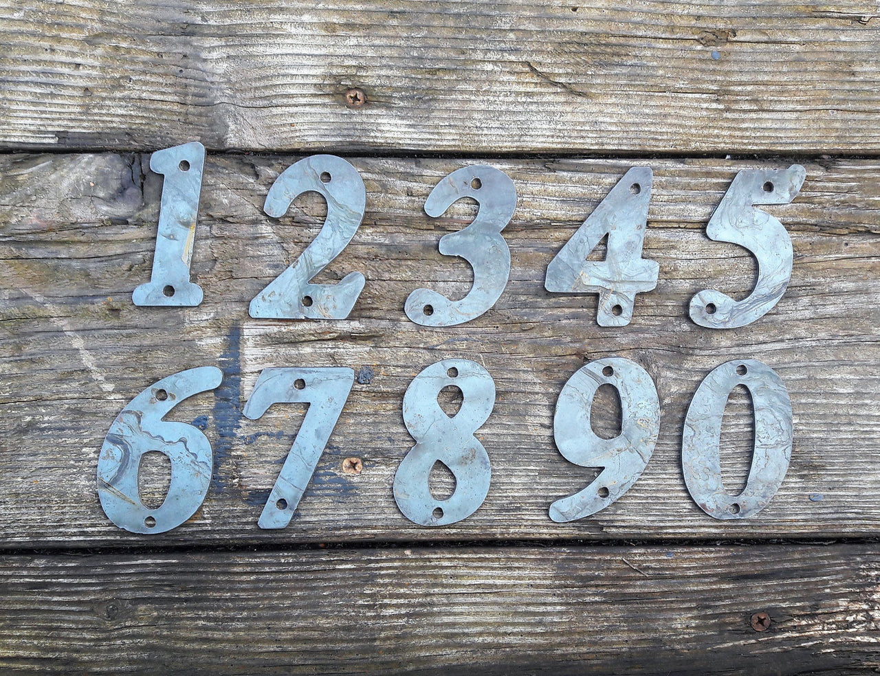 Raw Metal House Address Numbers - Individual Numbers for House or Business