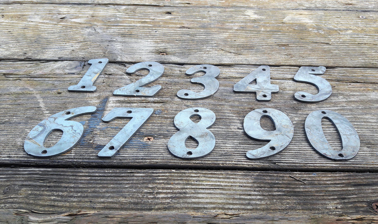 2 Inch Metal Numbers and Letters- Rusty or Natural Steel Finish