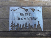 Thumbnail for Personalized Metal Family Name Sign - Woods, Mountains, Trees, Forest Wall Art