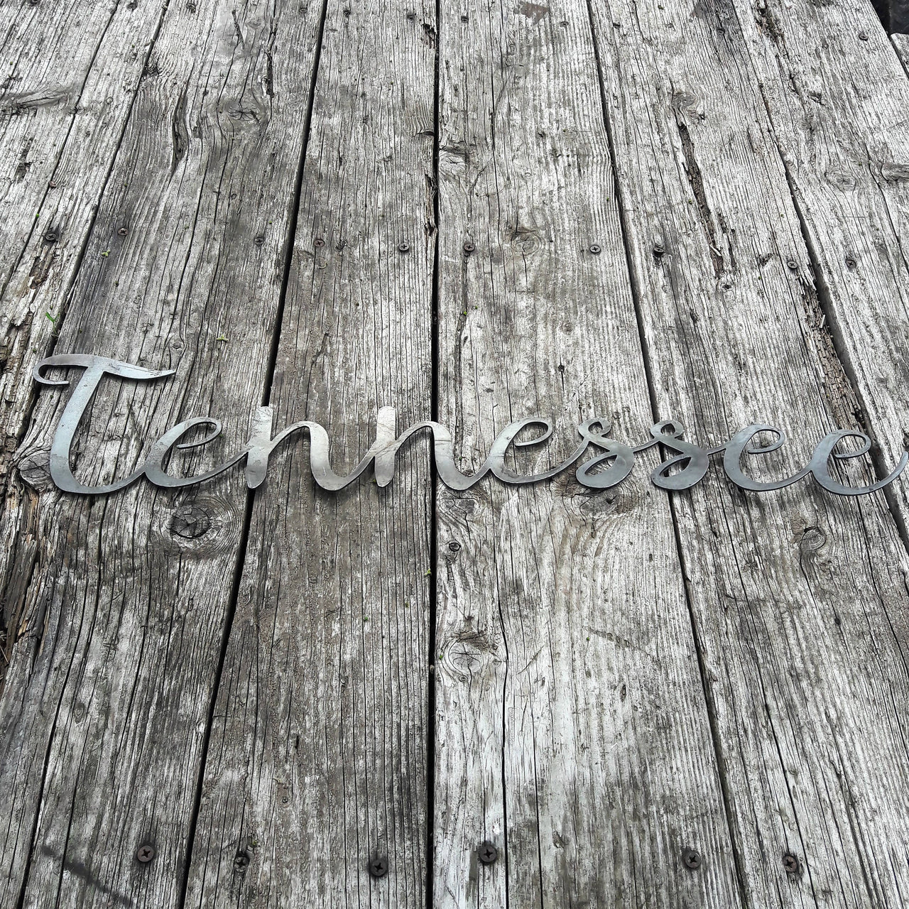 Metal Tennessee Sign - Cursive Word Wall Decor - Volunteer State Art