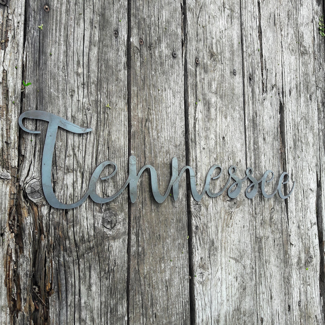 Tennessee Sign Metal - Cursive Word Wall Decor