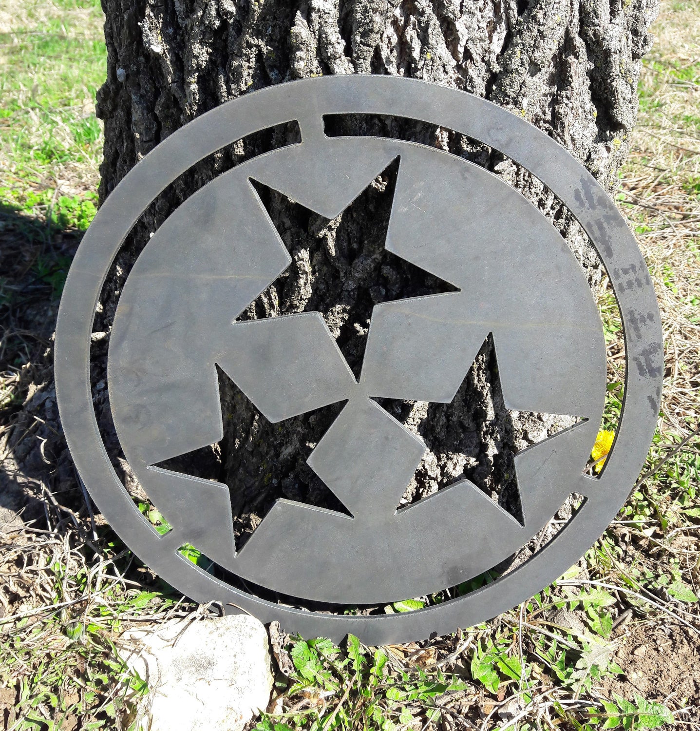 Tennessee Tristar Metal Wall Art – Rustic State Flag Stars Sign