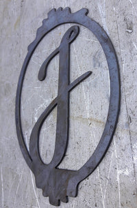 Thumbnail for Personalized metal monogram with a border. The sign has a single letter and reads, 