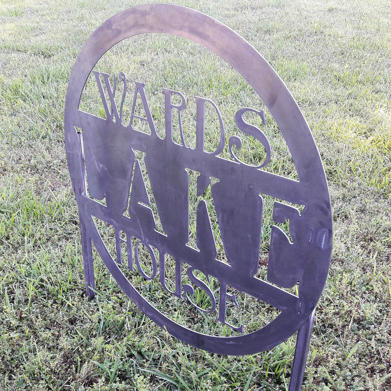 Metal Planter Sign - Personalized Metal Lake House Address with Stakes